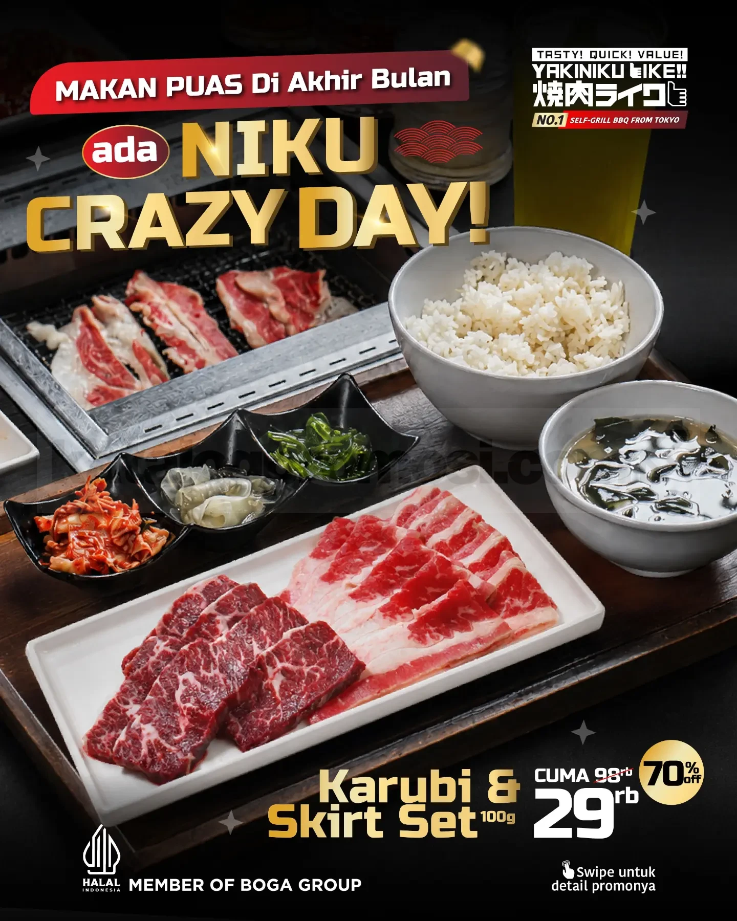 Yakiniku Like Tawarkan Karubi & Skirt Set Rp 29 Ribu di Niku Crazy Day 29 Agustus 2026