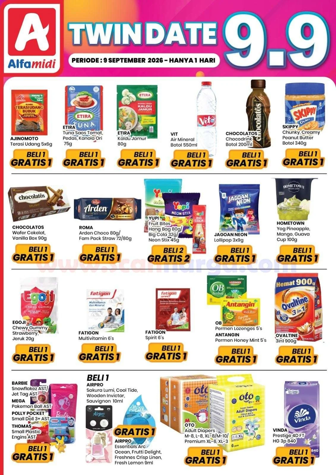 Alfamidi: Promo Twin Date 9.9, Beli 1 Gratis 1 & Diskon Spesial!
