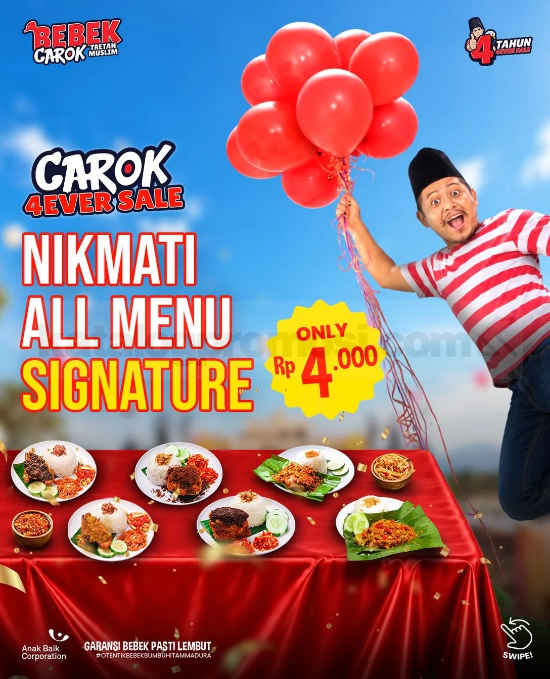 Bebek Carok 4ever Sale: Semua Menu Rp4.000 di 23 September 2026