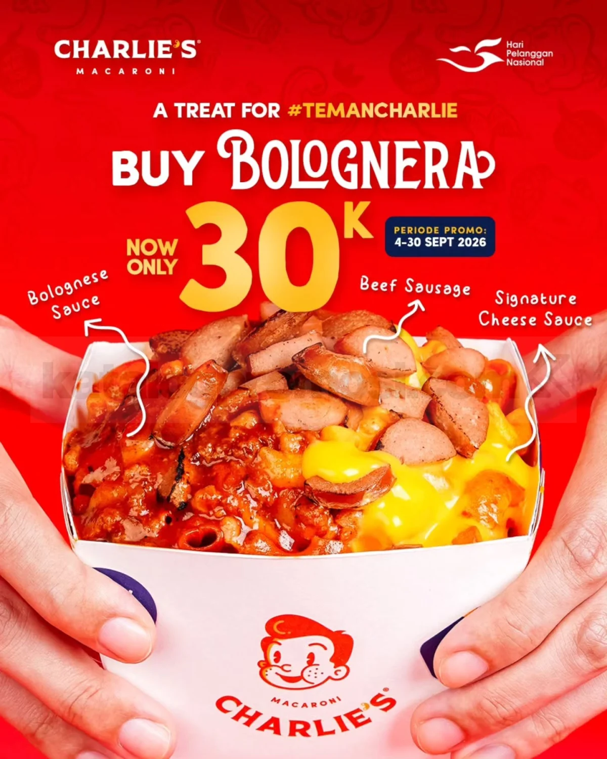 Charlie's Macaroni Rayakan Hari Pelanggan dengan Promo Bolognera Hemat
