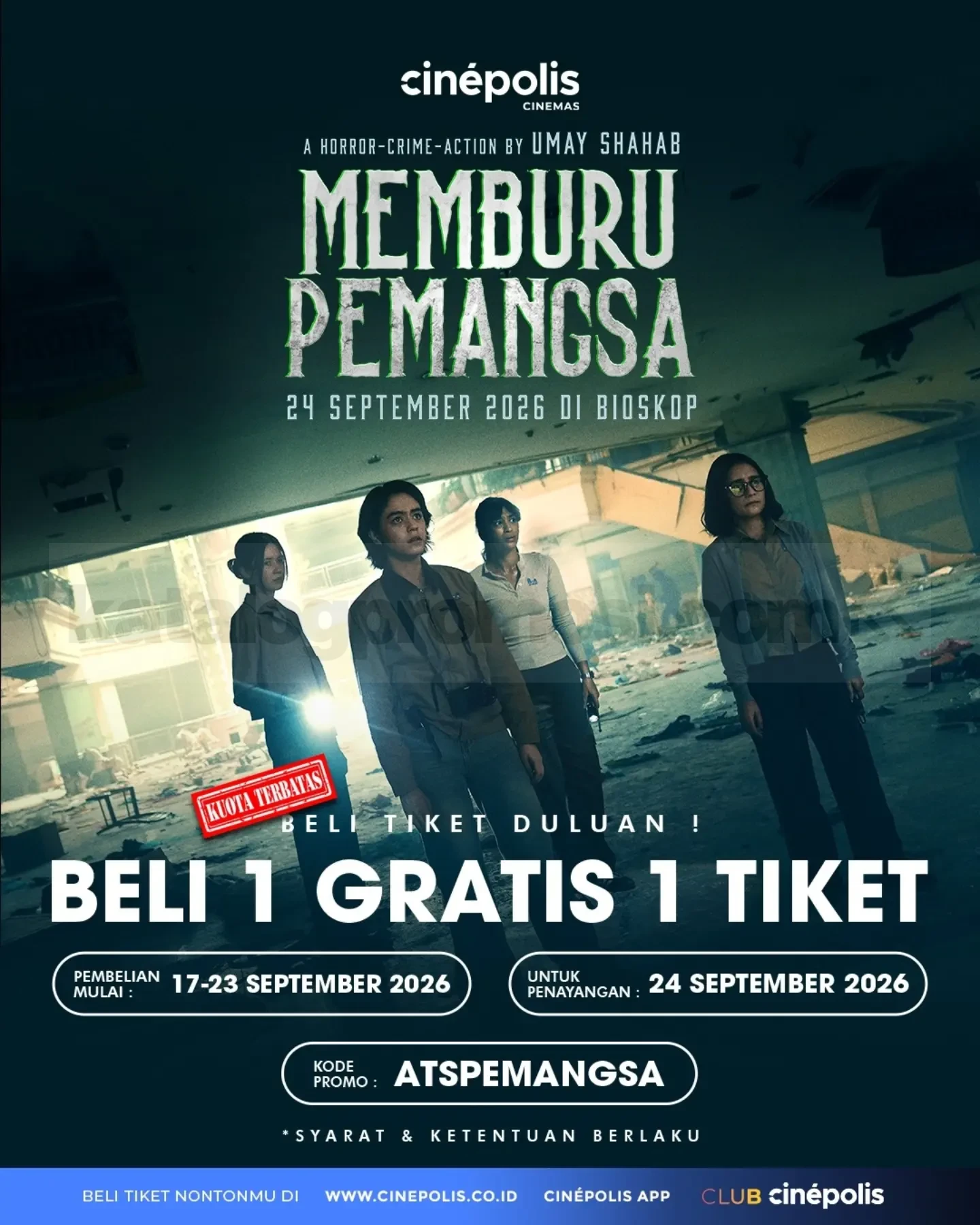 Cinemas Beli 1 Gratis 1: Memburu Pemangsa di Bioskop