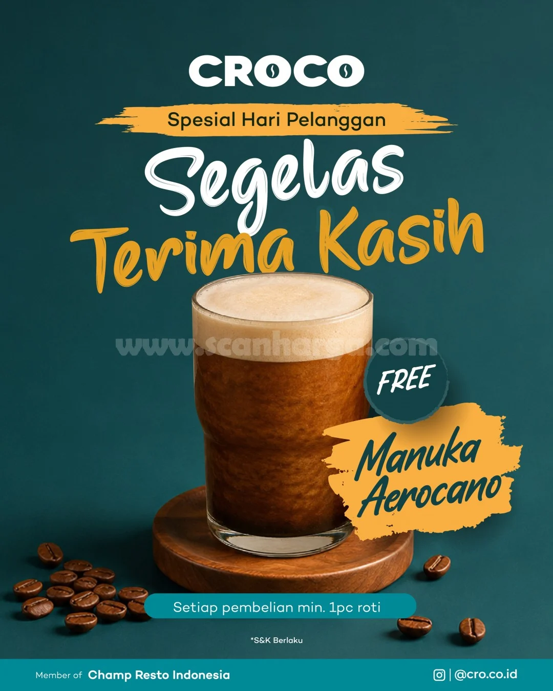 CROCO Beri Manuka Aerocano Gratis Rayakan Hari Pelanggan