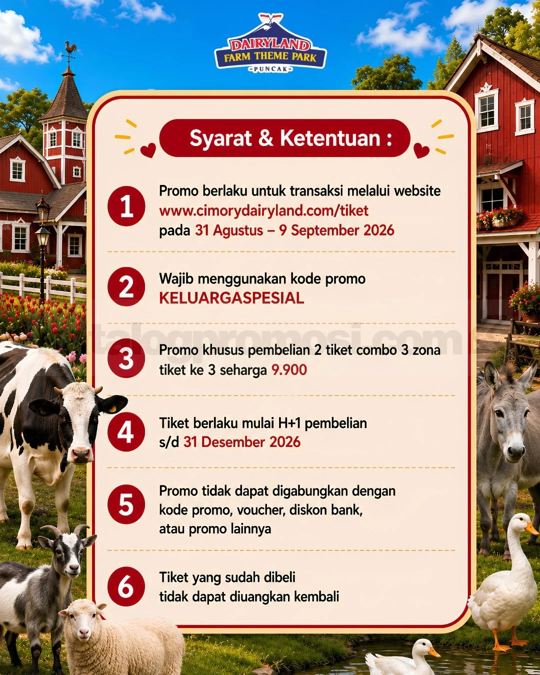 Dairyland Puncak: Promo Spesial 9.9, 3 Tiket Combo 3 Zona Rp 159.900