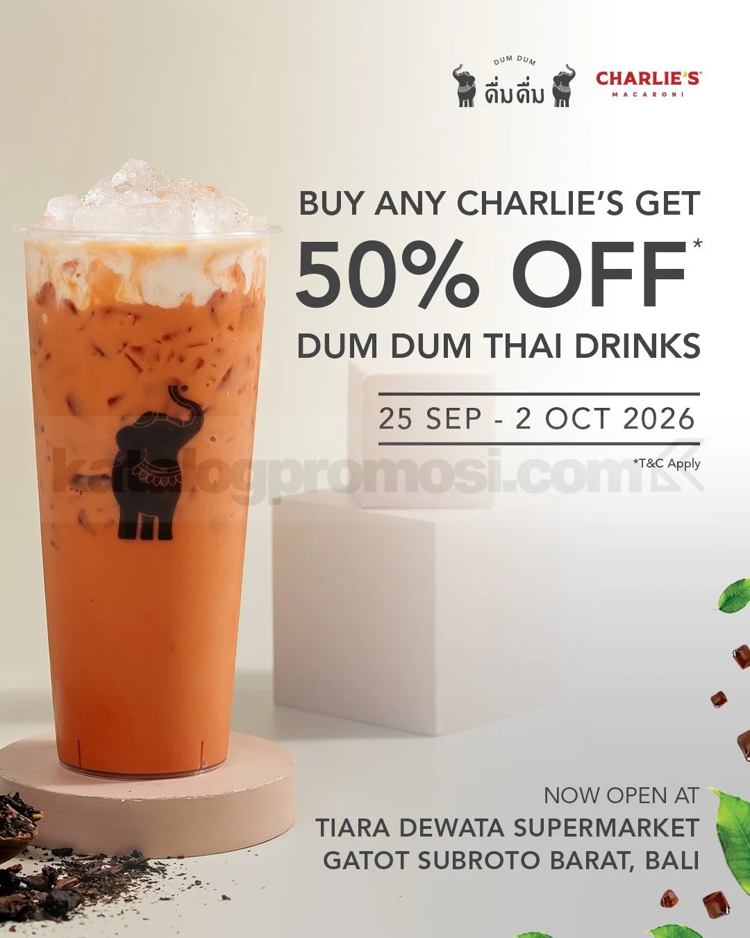 Diskon 50% Dum Dum Thai Drinks di Charlie's Macaroni Bali