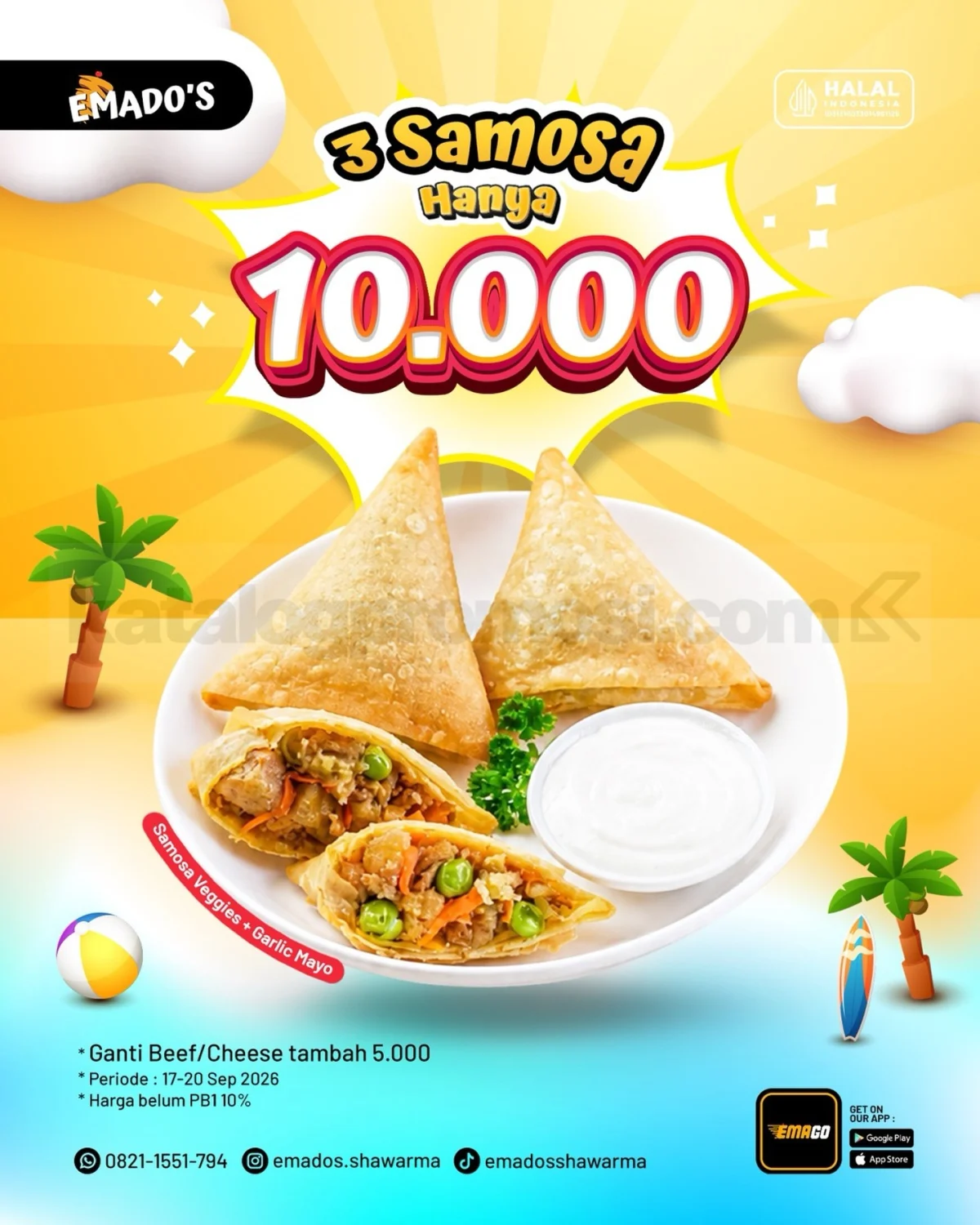 Emado's: Samosa Gurih Rp10.000, 17-20 Sept!
