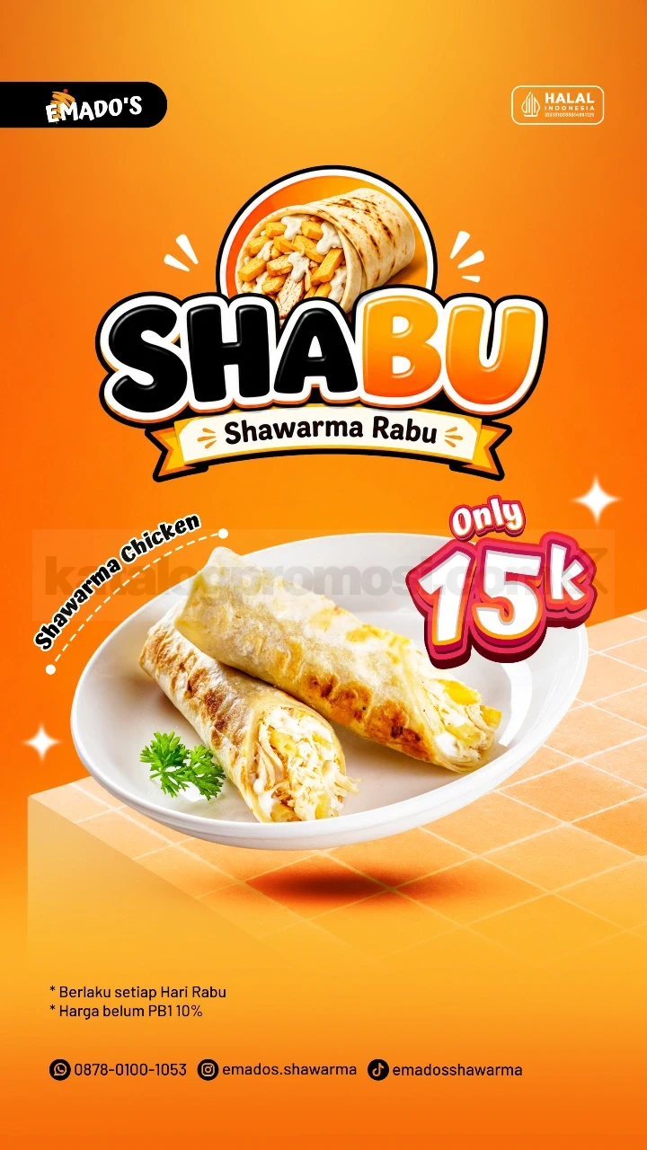 Emado's Tawarkan Shawarma Chicken Hemat Rp15 Ribu Setiap Rabu