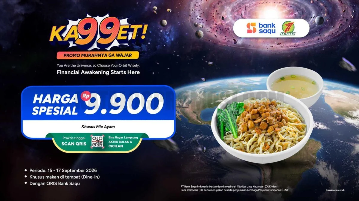 Es Teler 77: Mie Ayam Rp9.900 dengan Bank Saqu, 15-17 Sep 2026