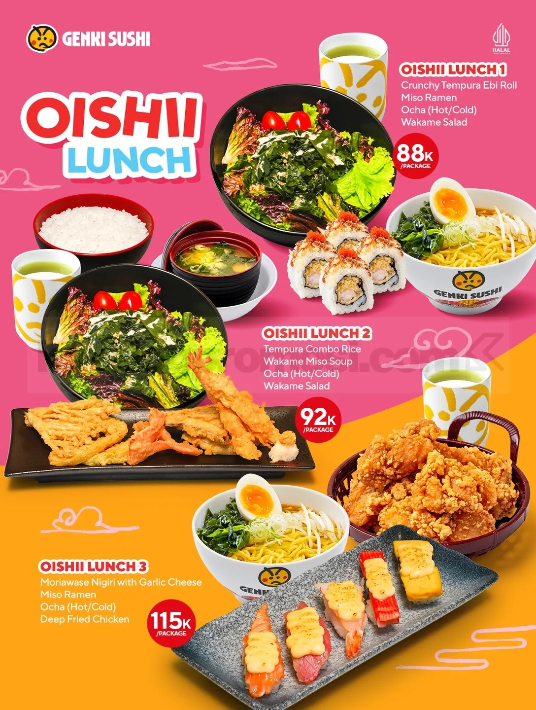 Genki Sushi: Oishii Lunch Mulai Rp88.000, Pilihan Variatif!