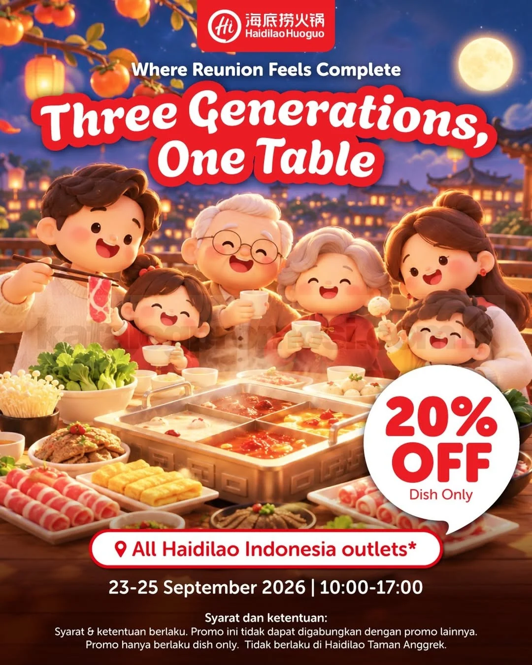 Haidilao Tawarkan Diskon 20% untuk Momen Tiga Generasi