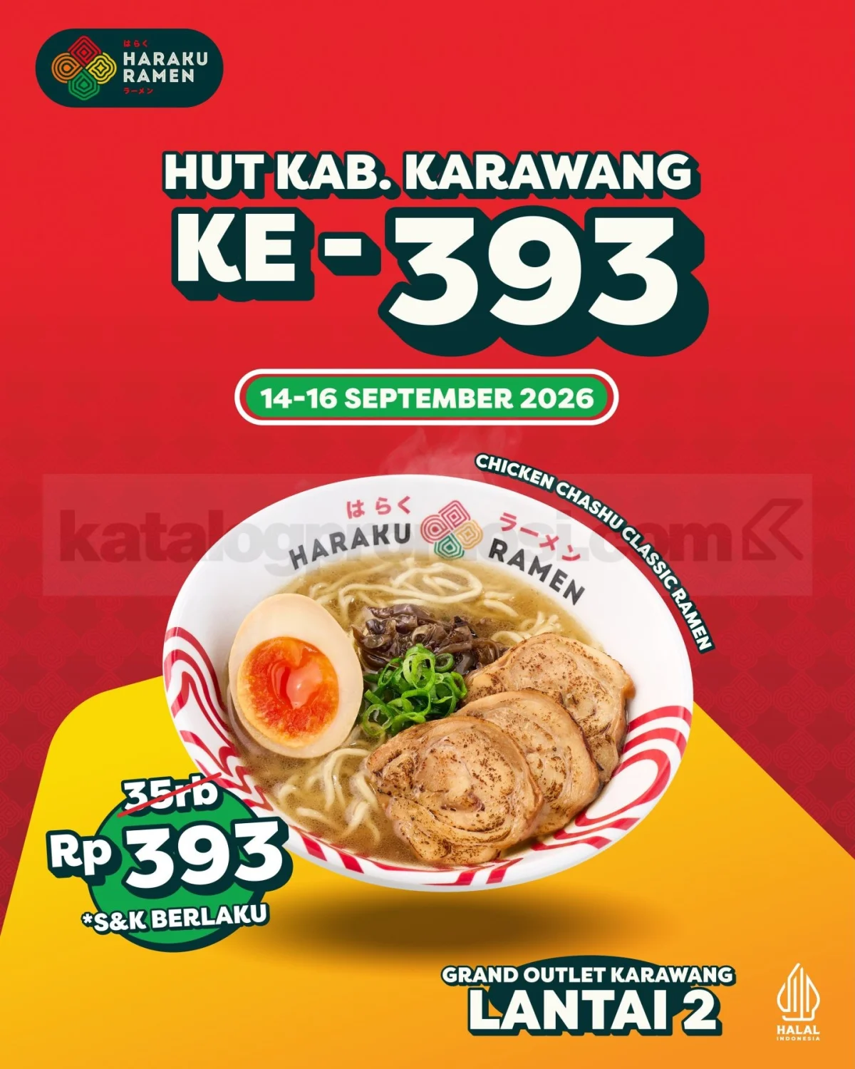 Haraku Ramen: Chicken Chashu Rp393 Rayakan HUT Karawang!