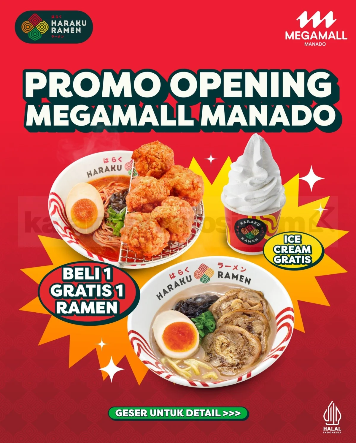 Haraku Ramen Manado: Beli 1 Gratis 1 Ramen & Es Krim Spesial!