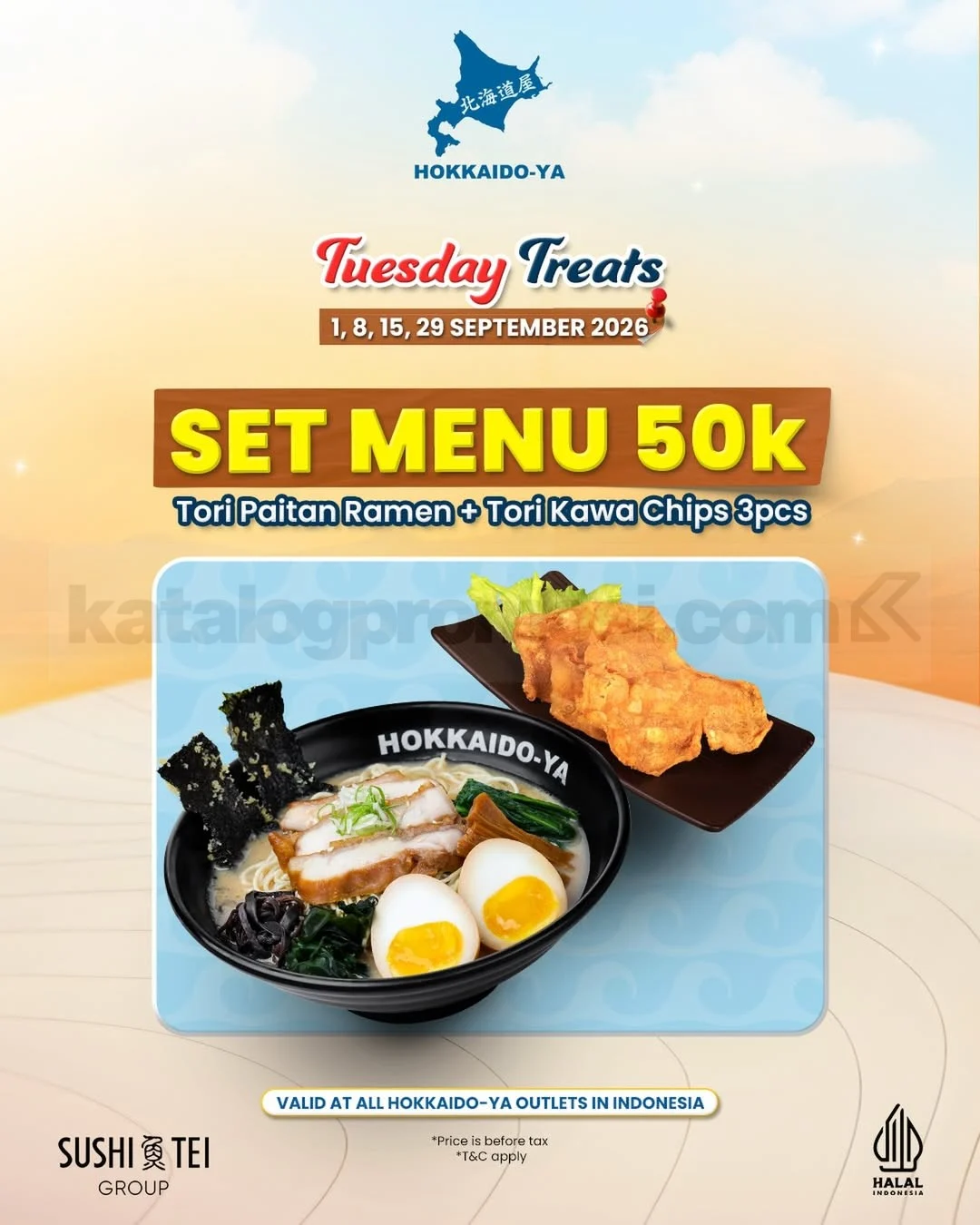 Hokkaido-Ya: Set Menu Hemat Rp50.000 Tiap Selasa September 2026