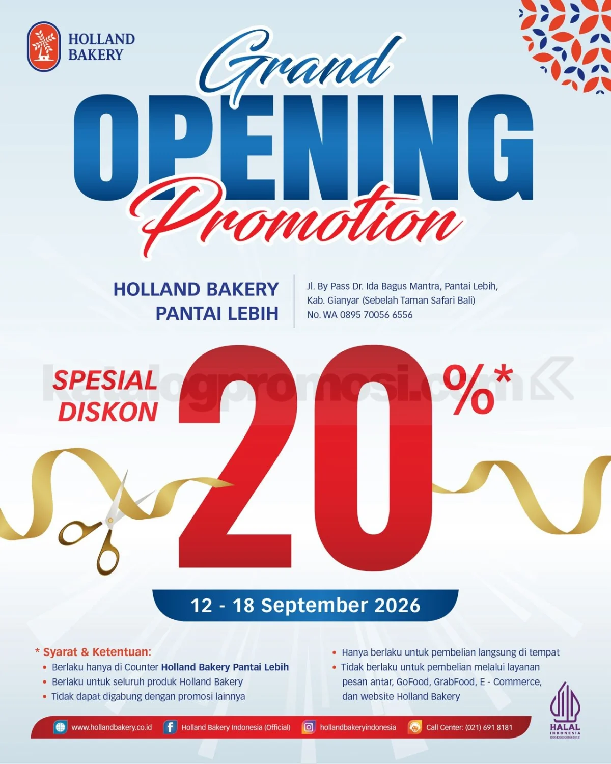 Holland Bakery Pantai Lebih Diskon 20% Grand Opening