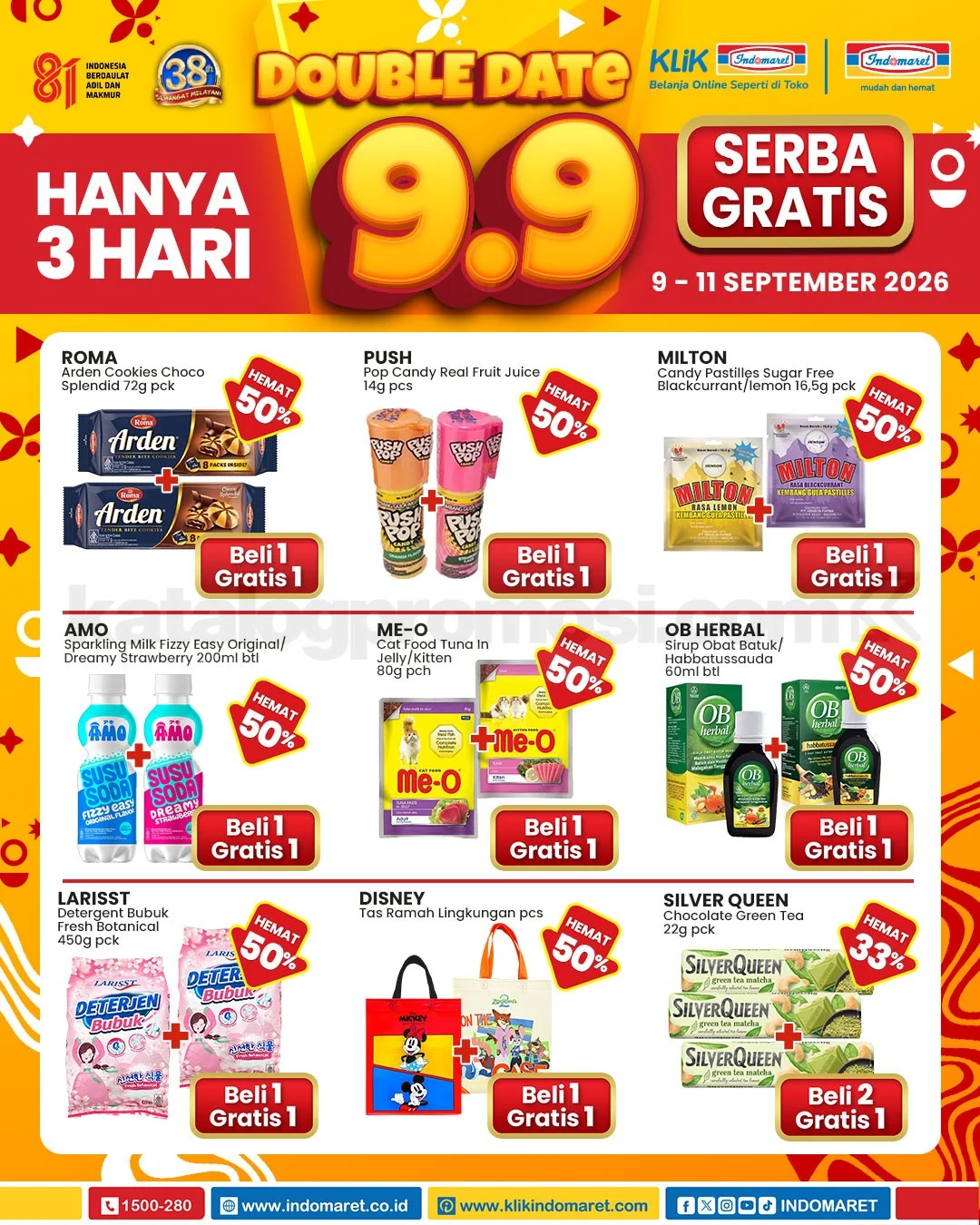 Indomaret 9.9 Double Date: Beli 1 Gratis 1 Hingga 11 September
