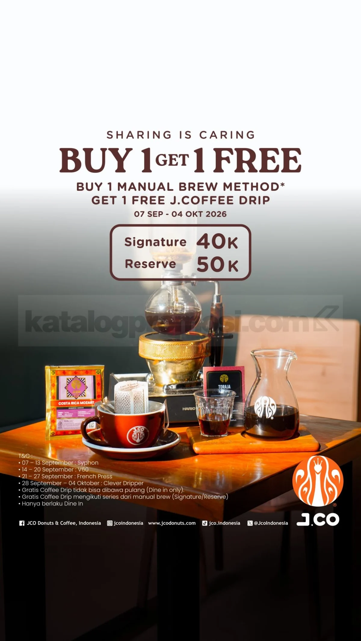 J.CO: Beli 1 Manual Brew Gratis 1 Coffee Drip, 7 Sep-4 Okt 2026