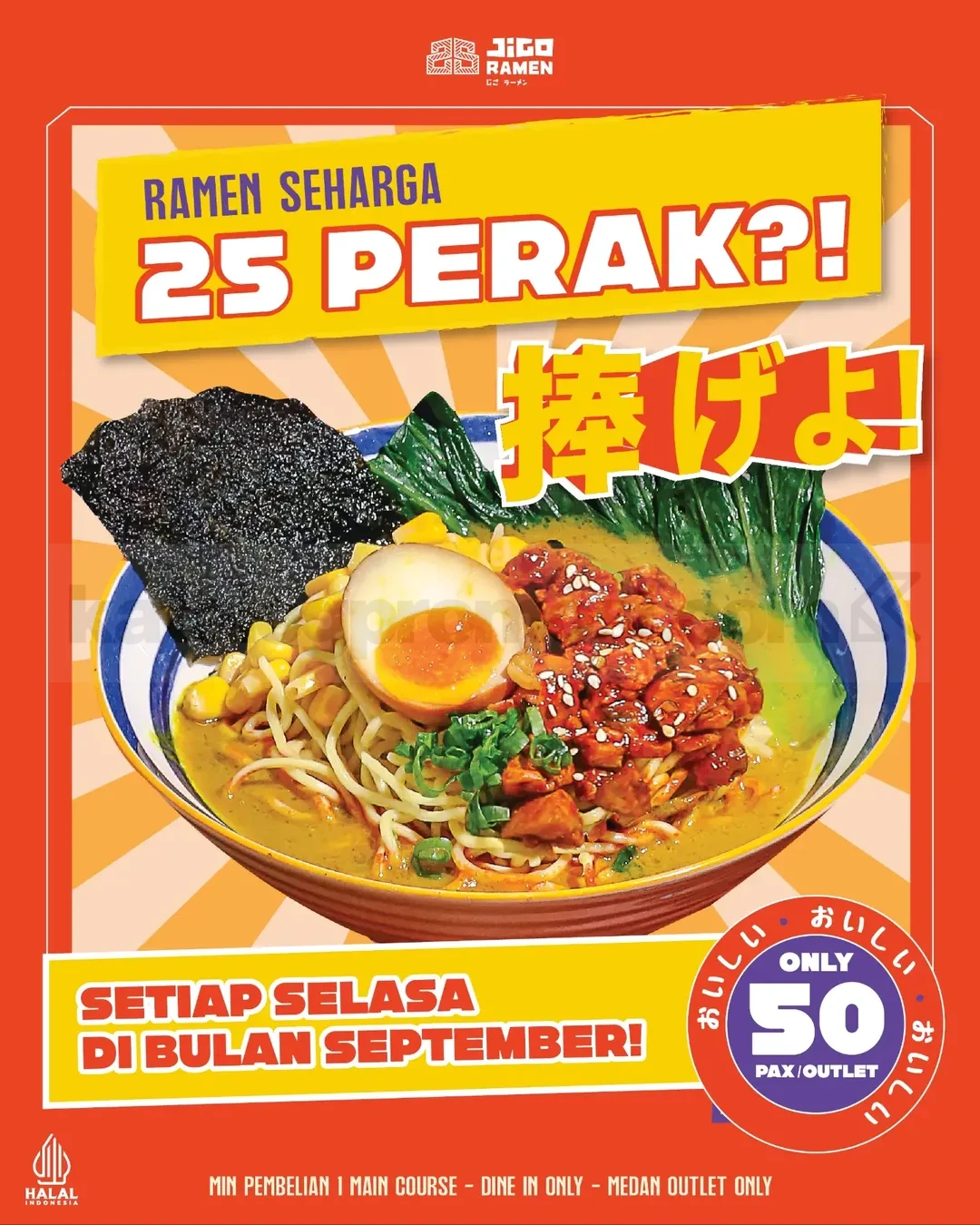 Jigo Ramen Tawarkan Ramen Rp 25 Setiap Selasa di Medan