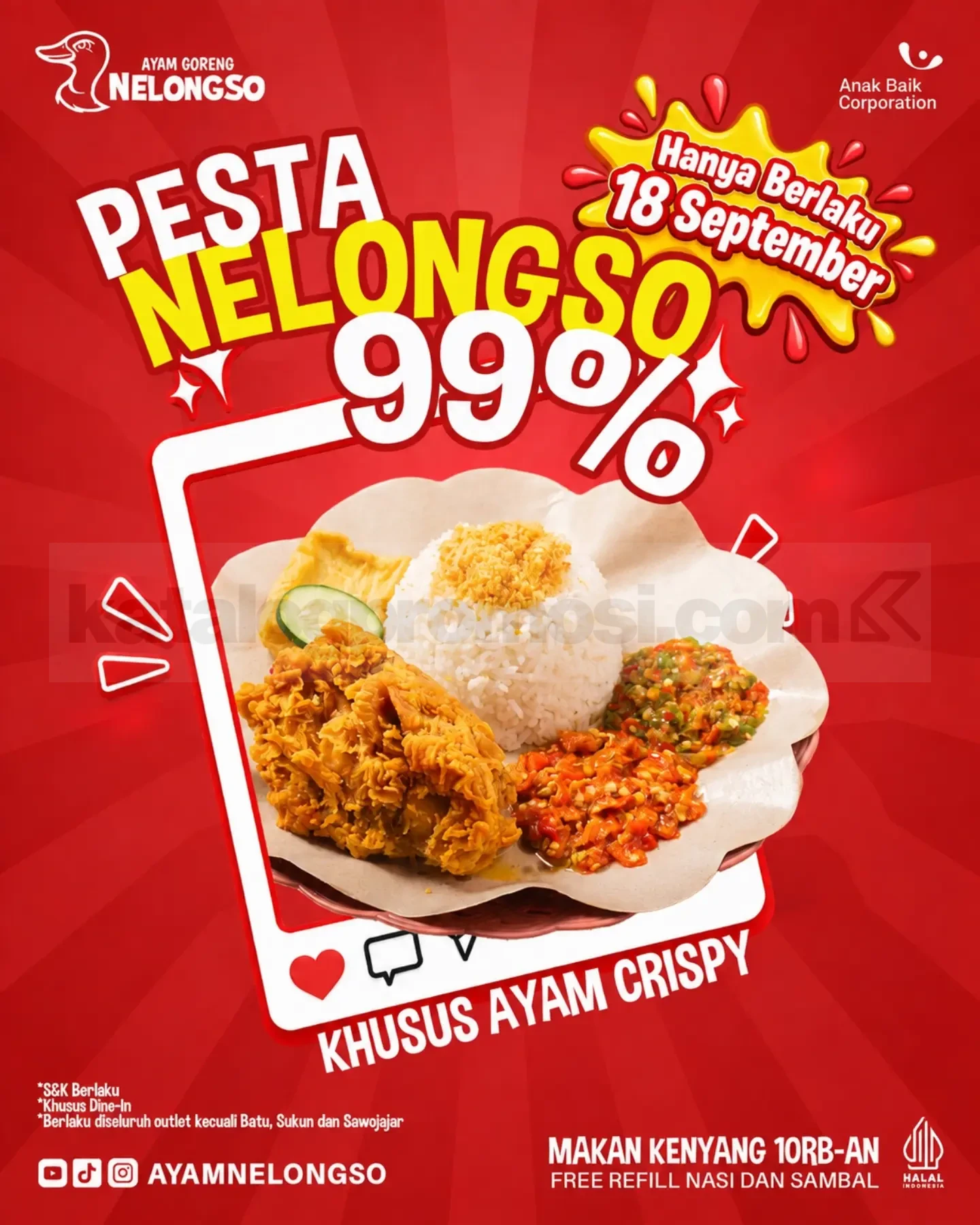 Pesta Nelongso 99%: Ayam Crispy Diskon Gede!