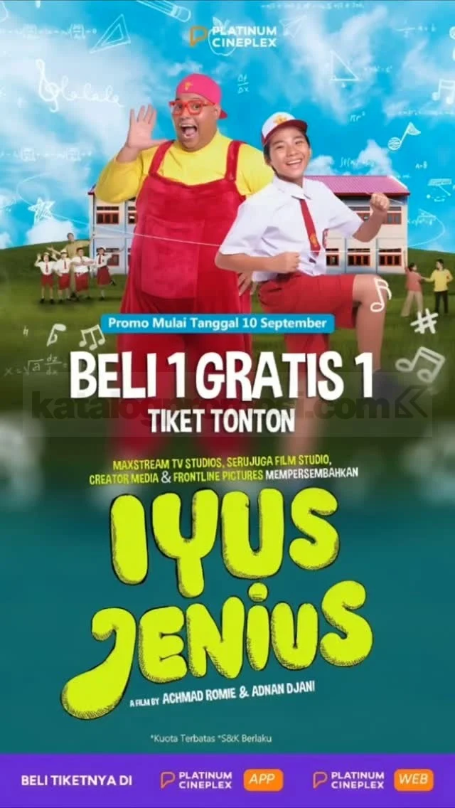Platinum Cineplex: Tiket Iyus Jenius Beli 1 Gratis 1!