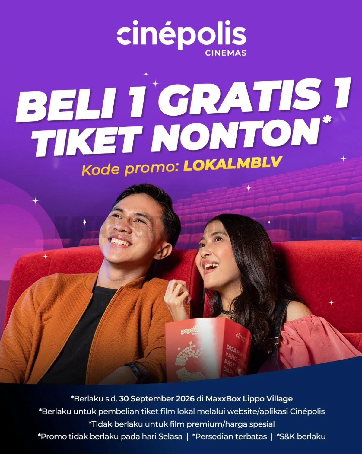 Promo Cinépolis: Beli 1 Gratis 1 Tiket Film Lokal Hingga 2026!
