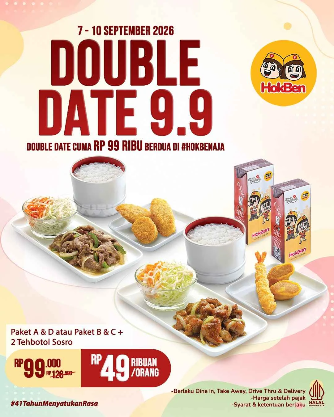Promo HokBen Double Date 9.9: Paket Hemat Rp 49 Ribu untuk Berdua