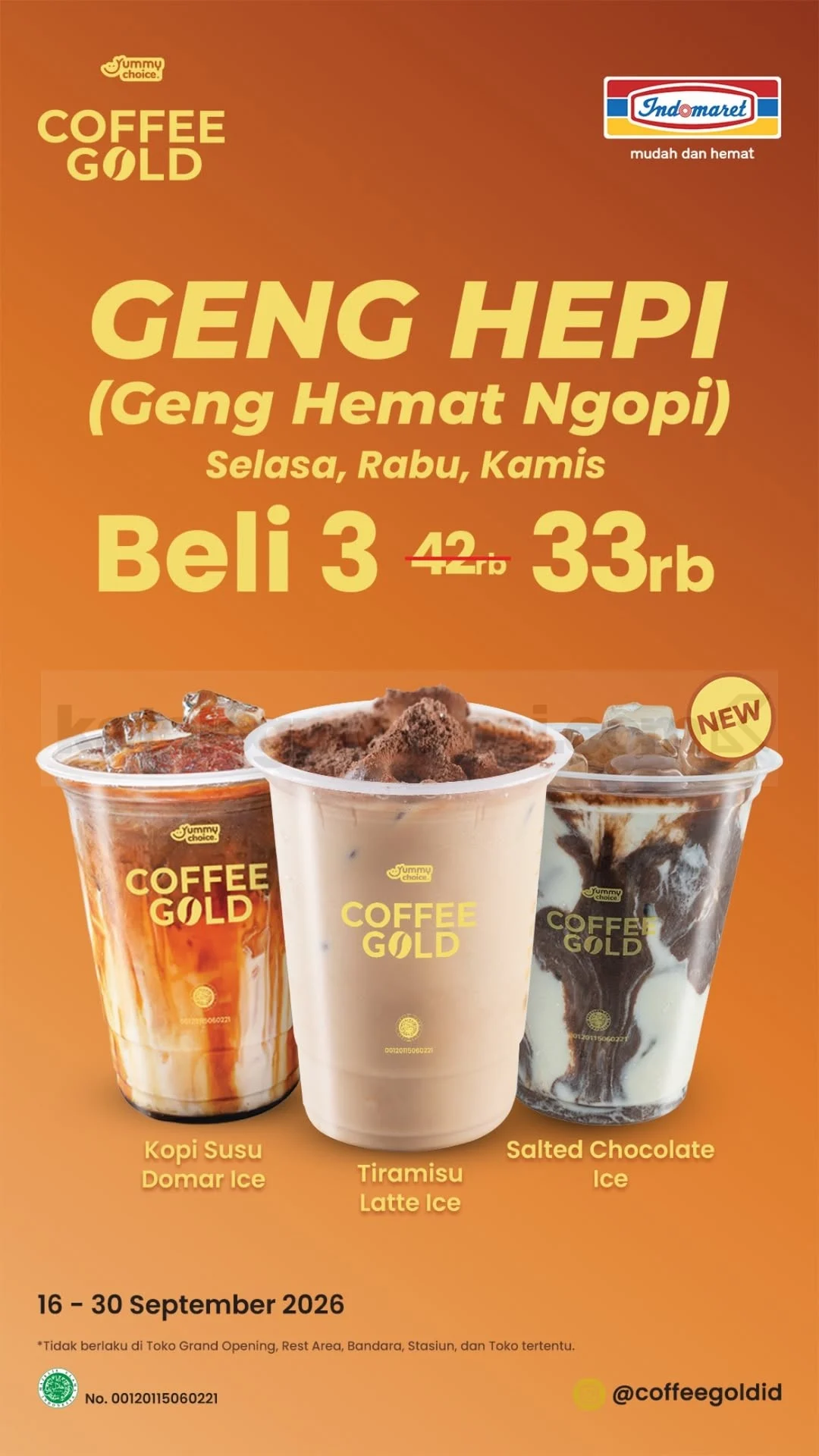 Promo Indomaret: 3 Minuman Coffee Gold Cuma Rp33.000!