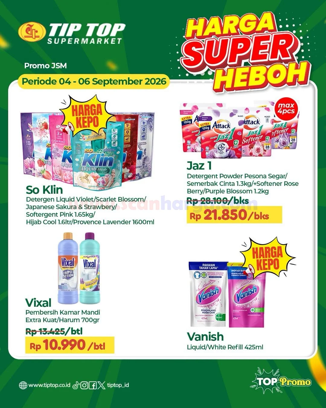 Promo JSM TIPTOP: Belanja Hemat Akhir Pekan 4-6 September 2026
