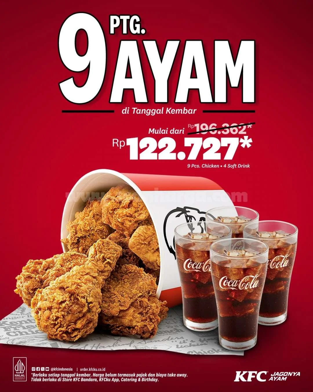 Promo KFC 9.9: Paket Ayam & Minuman Spesial Rp 122.727