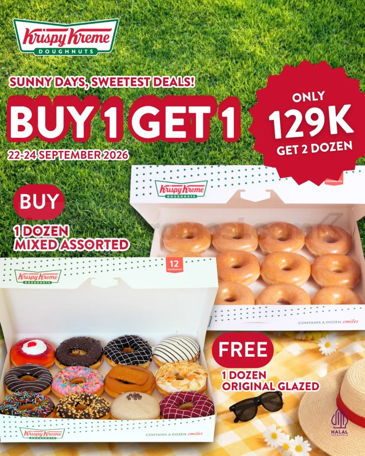 Promo Krispy Kreme: Beli 1 Lusin, Gratis 1 Lusin Doughnuts Rp129 Ribu!