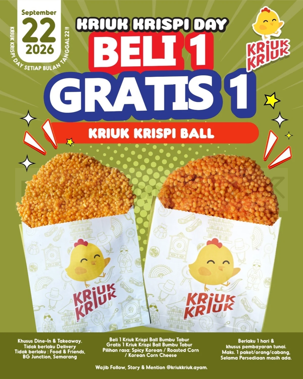 Promo Kriuk Kriuk: Beli 1 Gratis 1 Varian Baru!