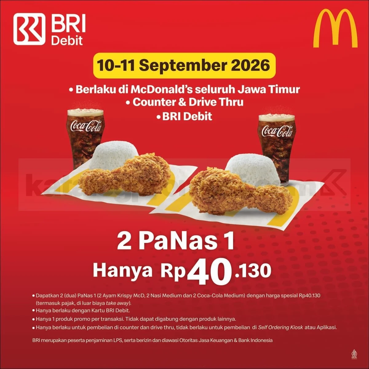 Promo McD x BRI: 2 PaNas 1 Hanya Rp 40.130 di Jatim