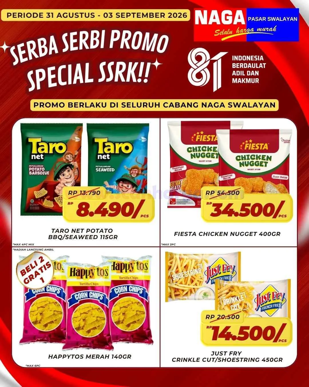 Promo Naga Swalayan Weekday: Diskon Heboh 31 Agustus - 3 September 2026
