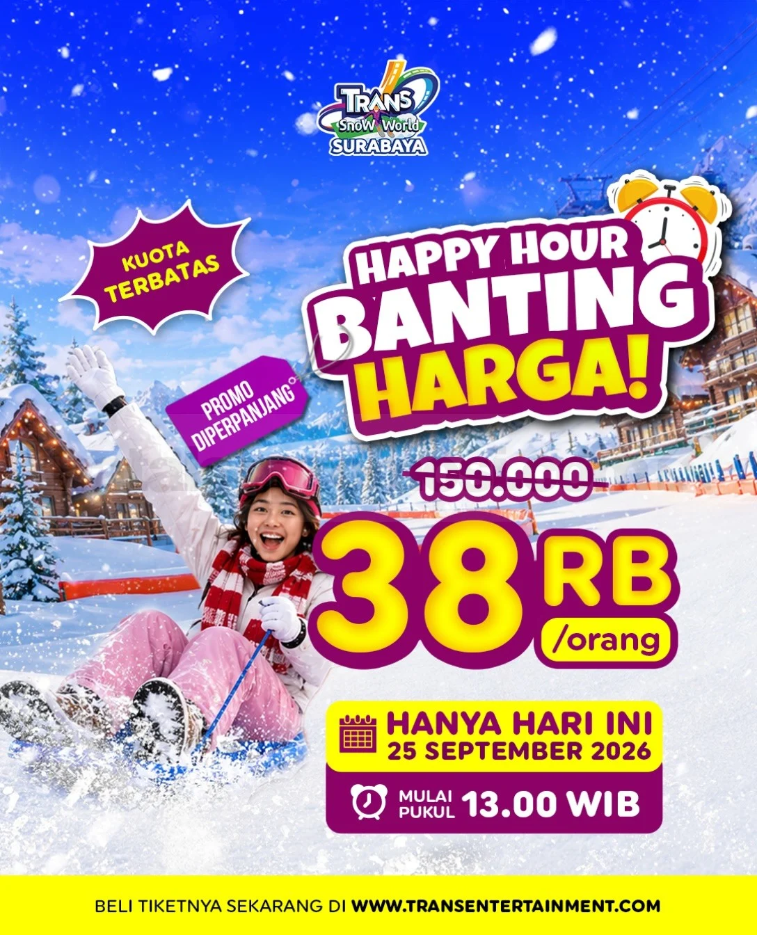 Promo Trans Snow World Surabaya: Serunya Main Salju Rp38 Ribu