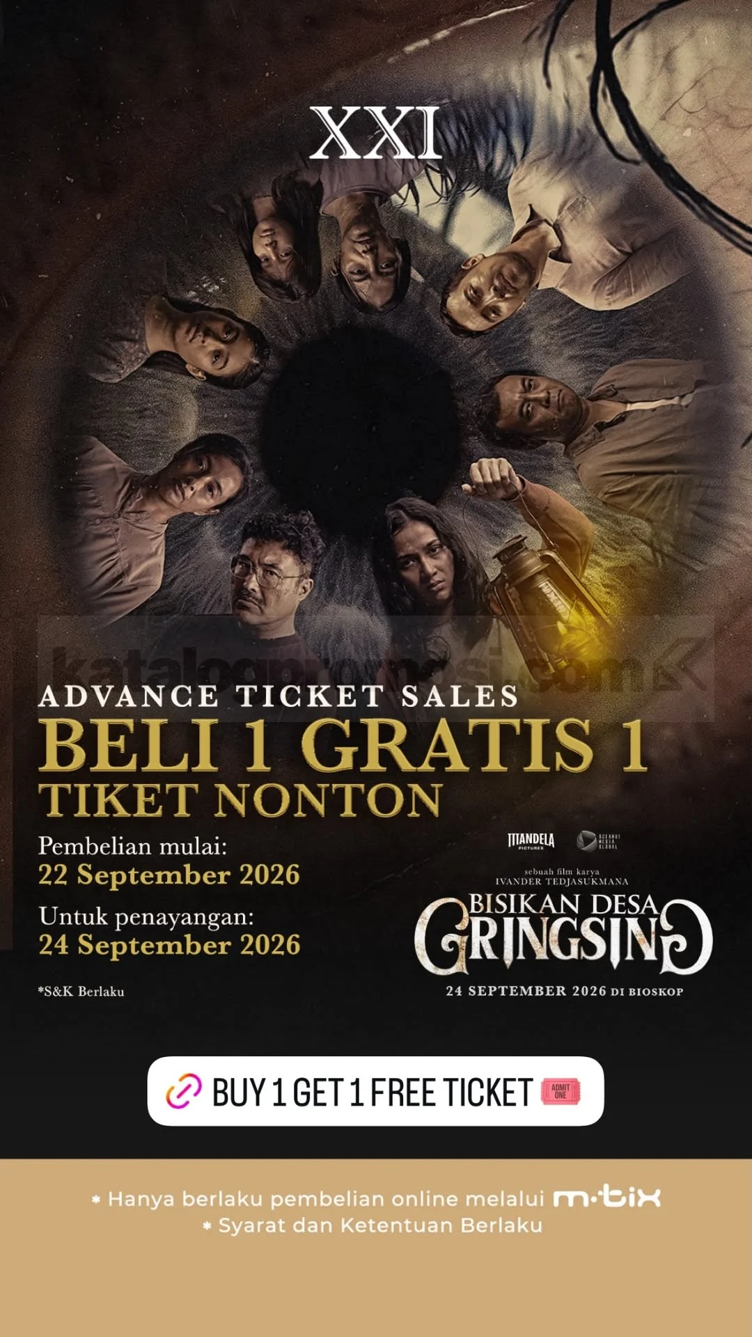 Promo XXI: Beli 1 Gratis 1 Film Horor "Bisikan Desa Gringsing"