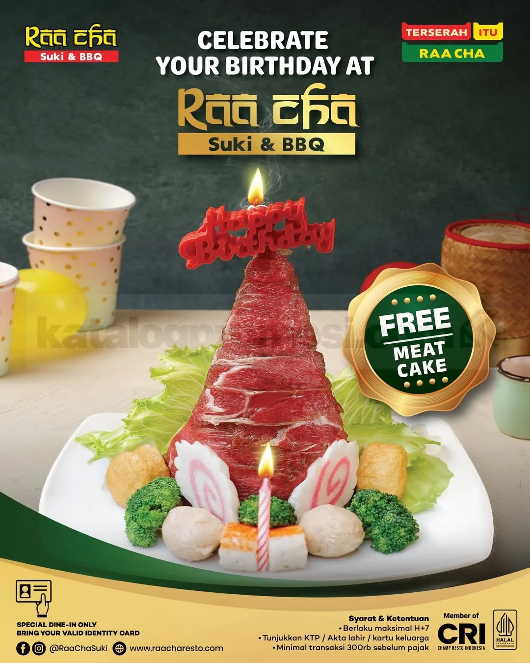 Raa Cha Hadiahkan Meat Cake Gratis untuk Ulang Tahunmu
