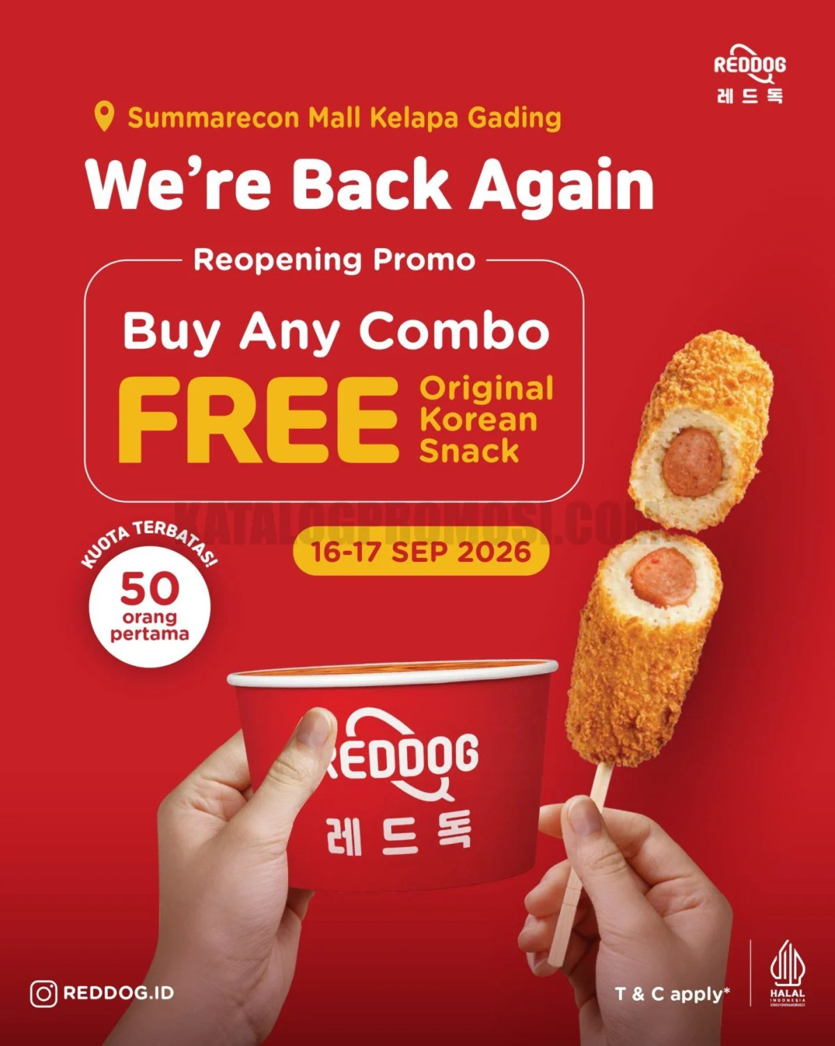 Reddog Reopening: Snack Korea Gratis 16-17 Sept 2026