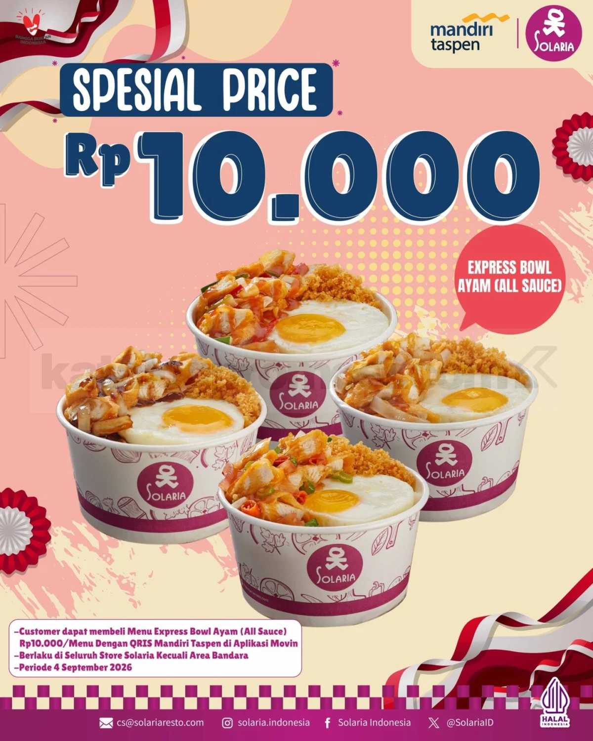 Solaria Tawarkan Express Bowl Ayam Rp10.000 Spesial Hari Ini