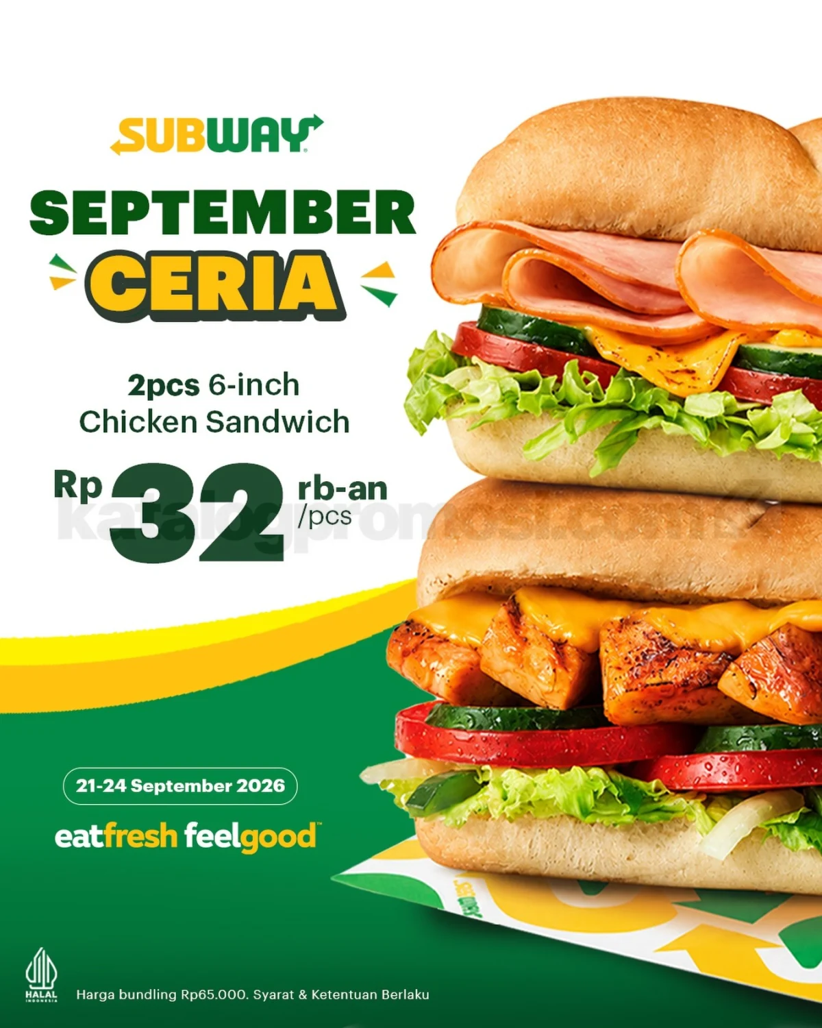 Subway Tawarkan 2 Chicken Sandwich Rp65.000, Spesial September!