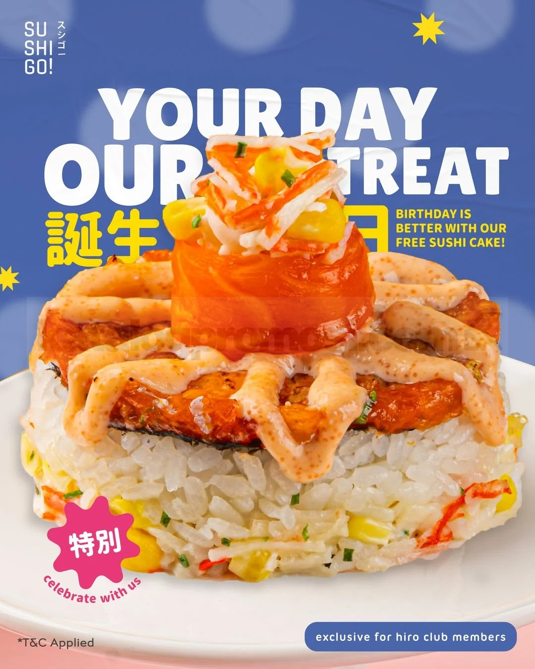 Sushi Go! Beri Sushi Cake Gratis untuk Ulang Tahun Member