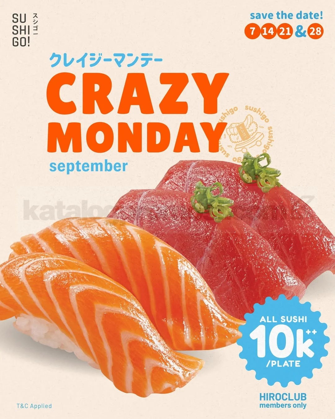 Sushi Go Crazy Monday: Sushi Rp10rb++ untuk Member