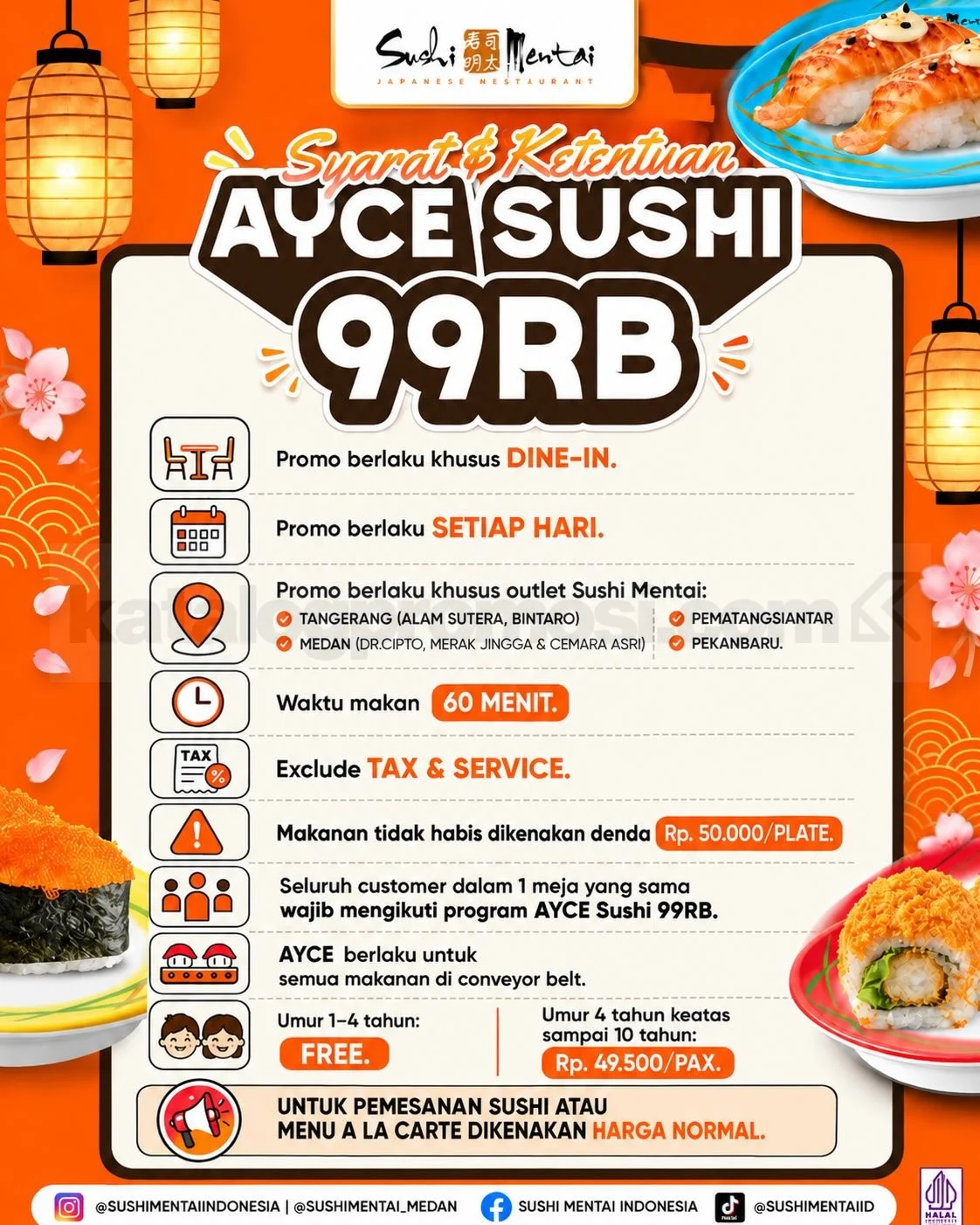 Sushi Mentai AYCE Rp 99 Ribu: Makan Sepuasnya September 2026