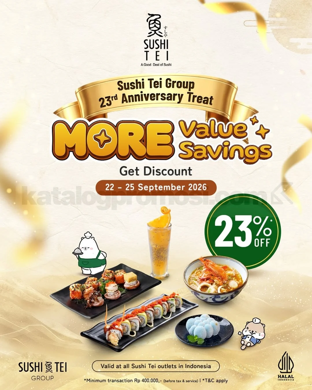 Sushi Tei Rayakan 23 Tahun, Diskon 23% Menanti!