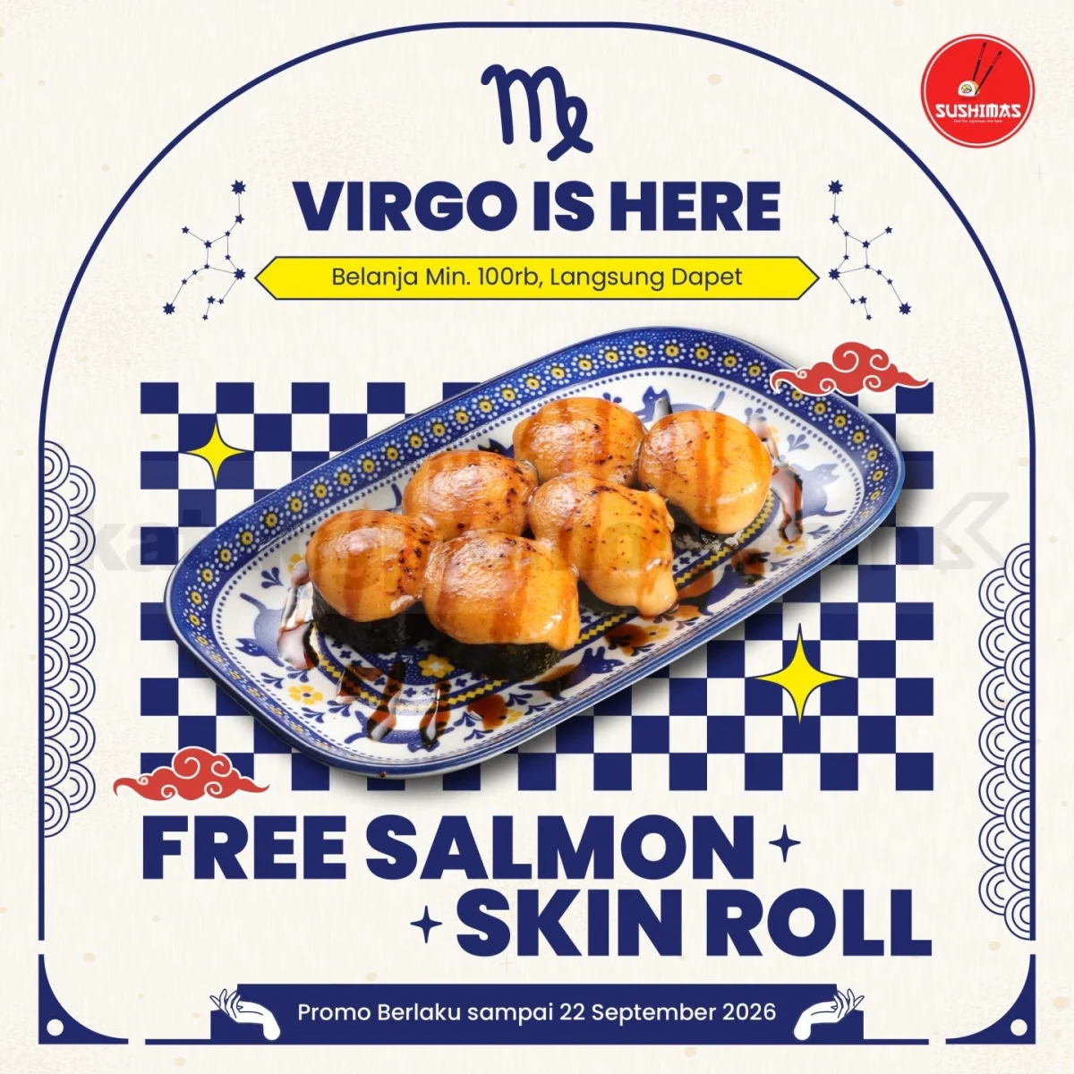 Sushimas Beri Gratis Salmon Skin Roll untuk Penggemar Sushi Virgo