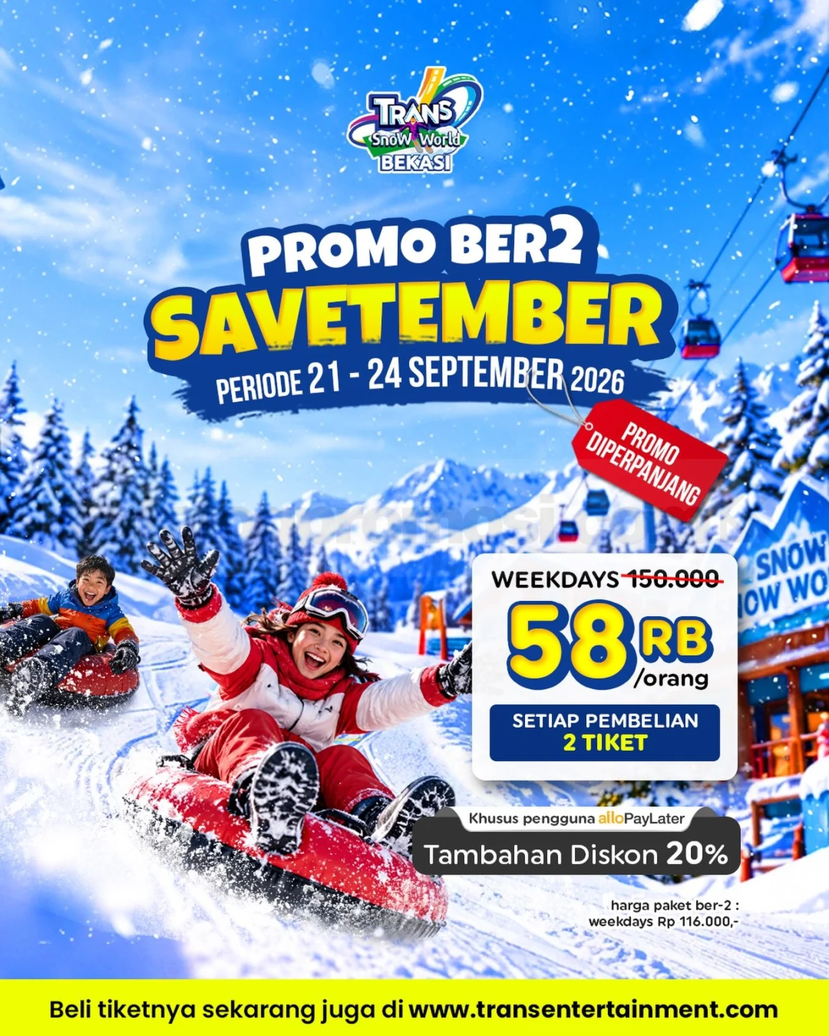 Trans Snow World Bekasi: Promo Hemat Rp58.000, Berlaku 21-24 Sep 2026