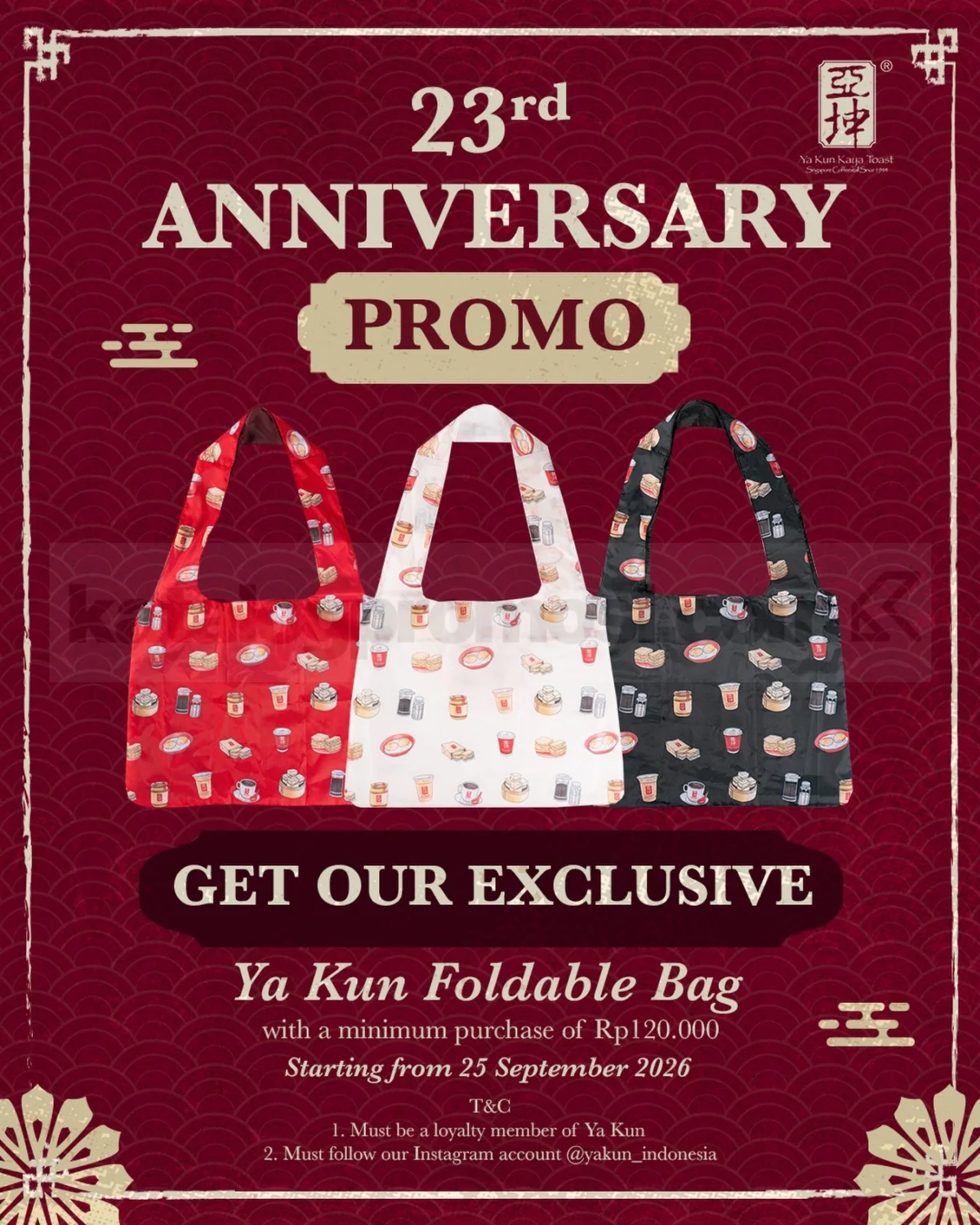 Ya Kun Beri Tas Lipat Gratis Rayakan 23 Tahun
