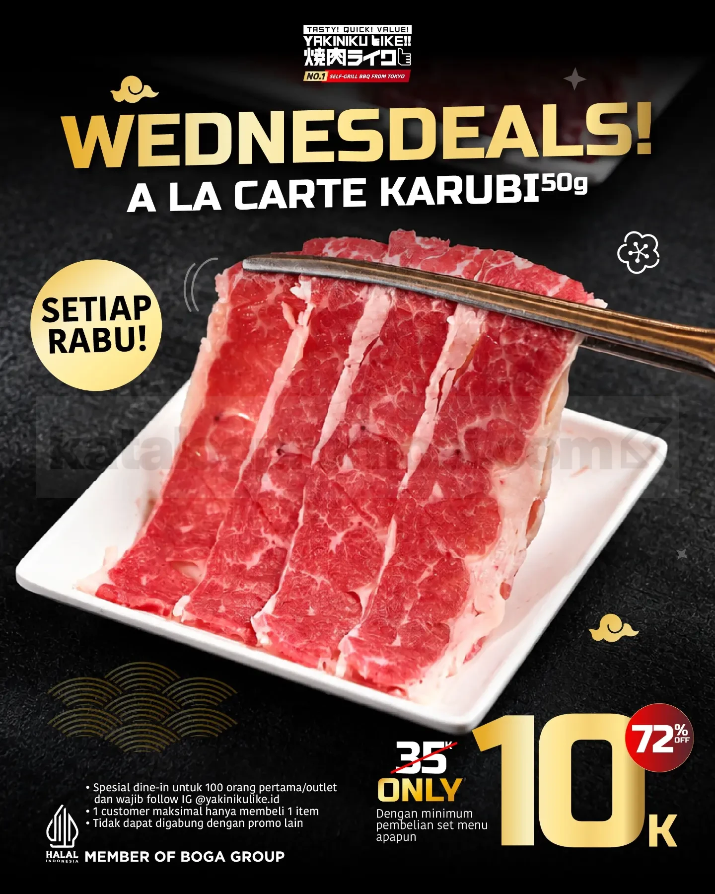 Yakiniku Like: Karubi Murah Tiap Rabu, Diskon 72%!