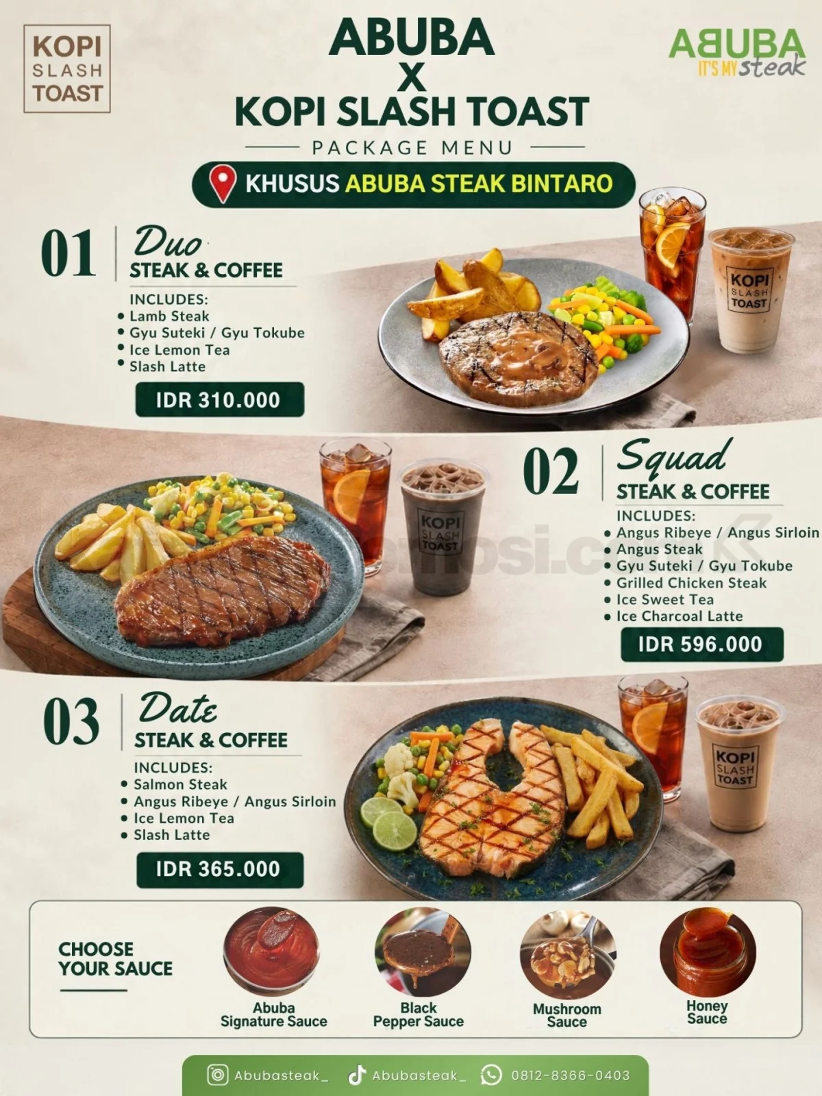 ABUBA Steak & Kopi Slash Toast: Paket Kombo Nikmat di Bintaro