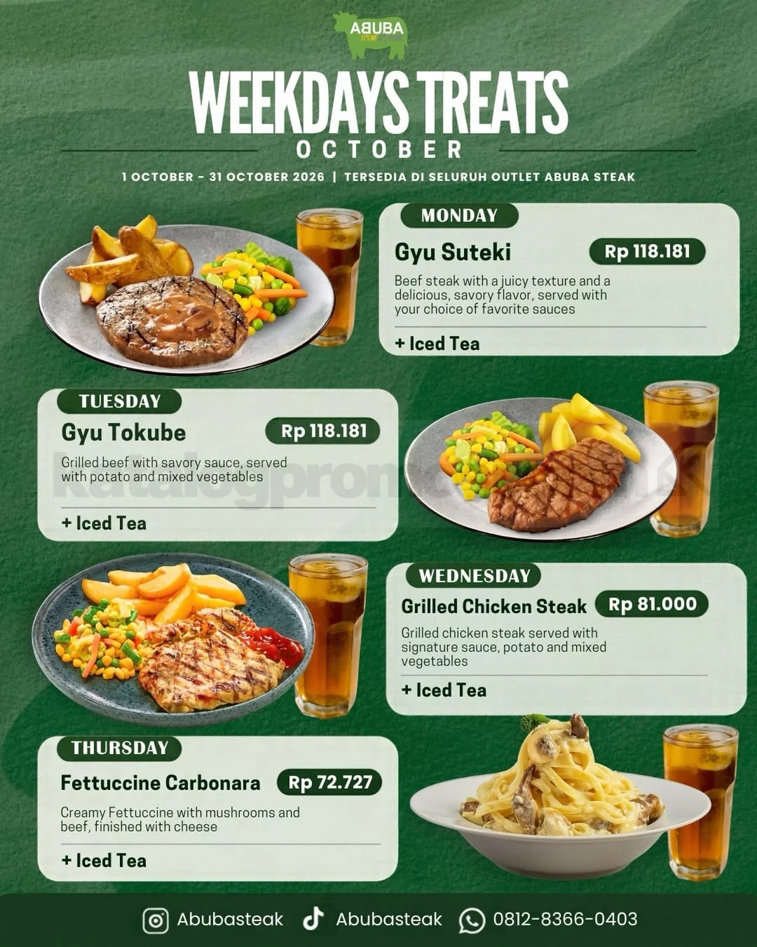 ABUBA Steak: Weekdays Treats Spesial Oktober 2026 Mulai Rp72.727