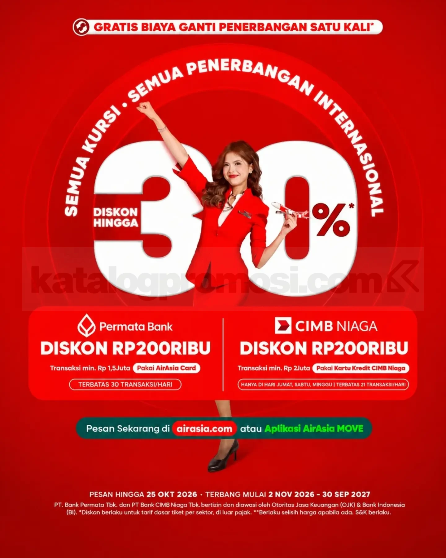 AirAsia: Diskon 30% Tiket Internasional Hingga 25 Okt 2026
