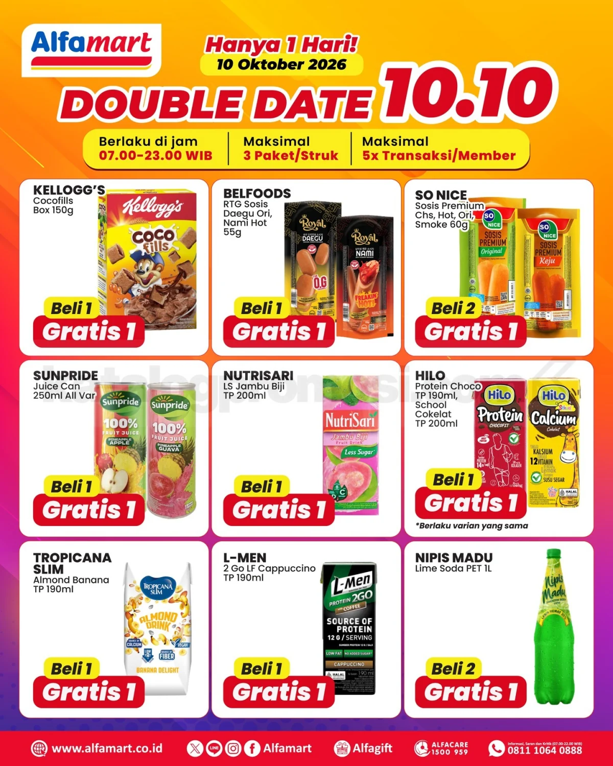 Alfamart 10.10: Promo Beli 1 Gratis 1 dan Beli 2 Gratis 1!