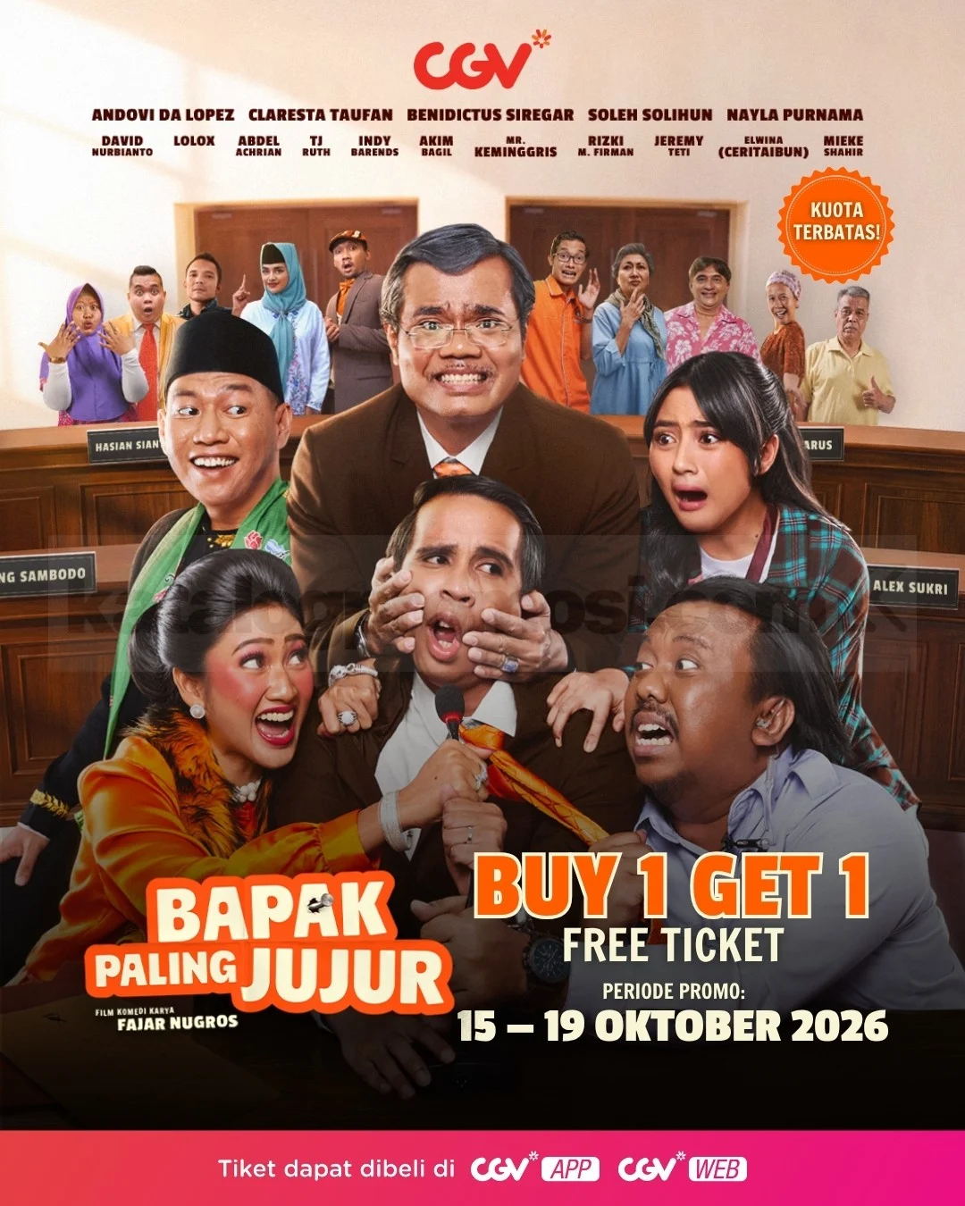 CGV Tawarkan Promo Tiket Gratis Film Bapak Paling Jujur